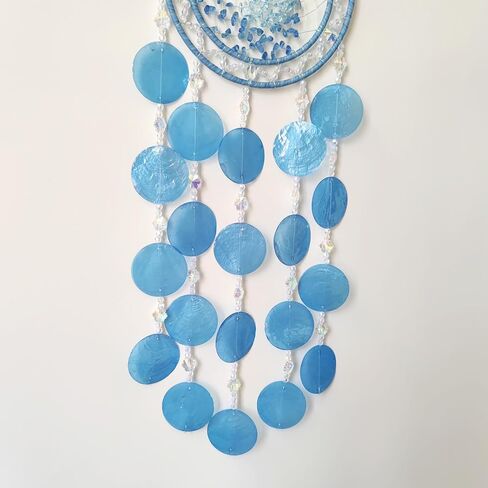 قذائف كابيز زرقاء من SOYUZU صائدة الأحلام، صائدة الأحلام من حجر الكريستال لتزيين الحائط، هدايا يدوية على شكل صدفة، هدايا عيد الميلاد in Kuwait