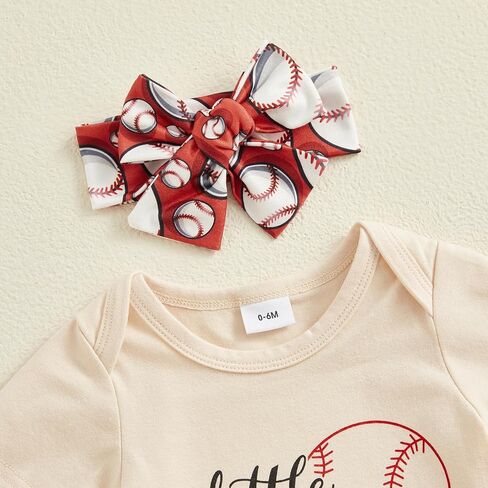 GuliriFei Newborn Baby Girl Baseball Outfits Little Sister Biggest Fan Short Sleeve Romper Shorts Headband 3Pcs Summer Set in Saudi Arabia