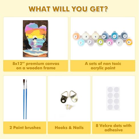 مجموعة الطلاء بالأرقام من VINDIJA Dolphin للبالغين والأطفال، مجموعات الطلاء بالأرقام للبالغين من البحر على قماش مؤطر، اللون بالأرقام للبالغين، مجموعات الحرف الفنية للفتيات من سن 8 إلى 12 بالغًا، 8 × 12 بوصة in Kuwait