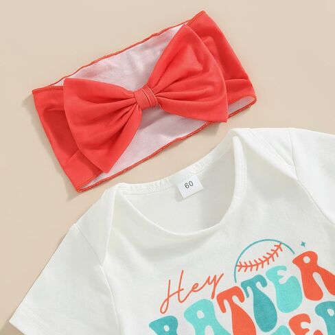 GuliriFei Newborn Baby Girl Baseball Outfits Little Sister Biggest Fan Short Sleeve Romper Shorts Headband 3Pcs Summer Set in Saudi Arabia