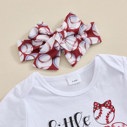 GuliriFei Newborn Baby Girl Baseball Outfits Little Sister Biggest Fan Short Sleeve Romper Shorts Headband 3Pcs Summer Set in Saudi Arabia