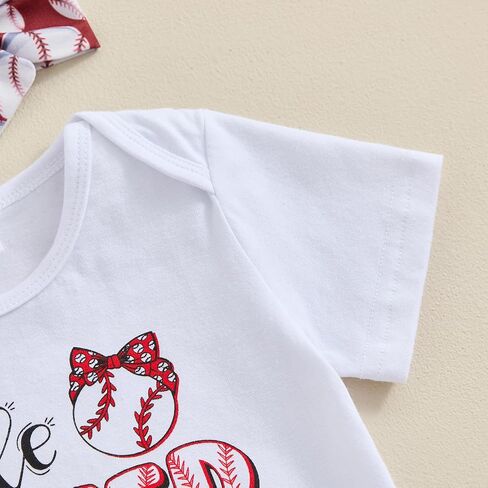 GuliriFei Newborn Baby Girl Baseball Outfits Little Sister Biggest Fan Short Sleeve Romper Shorts Headband 3Pcs Summer Set in Saudi Arabia