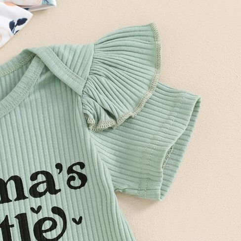Adobabirl Baby Girl Newborn Clothes Short Sleeve Ribbed Romper Onesie Ruffle Shorts Bloomers Headband Summer Outfits Set in Saudi Arabia