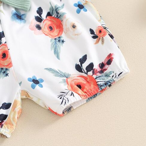 Adobabirl Baby Girl Newborn Clothes Short Sleeve Ribbed Romper Onesie Ruffle Shorts Bloomers Headband Summer Outfits Set in Saudi Arabia