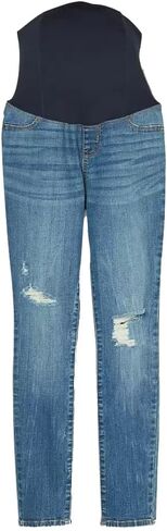 Isabel Maternity by Ingrid & Isabel Low-Rise Crossover Panel Distressed Skinny Maternity Jeans - in Saudi Arabia