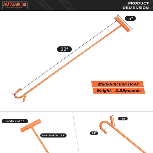 AUTOAlkins Heavy Duty 5th Wheel Pin Puller, 32" Solid Steel Chrome Plated Fifth Wheel Puller w/Hook, 1 Pack in Saudi Arabia