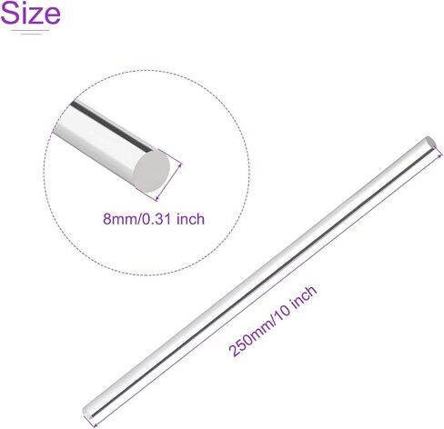 DMiotech 2 Pack 5/16 Inch x 10inch Acrylic Round Rod Solid Plastic PMMA Bar Stick for DIY Crafts Clear in Saudi Arabia