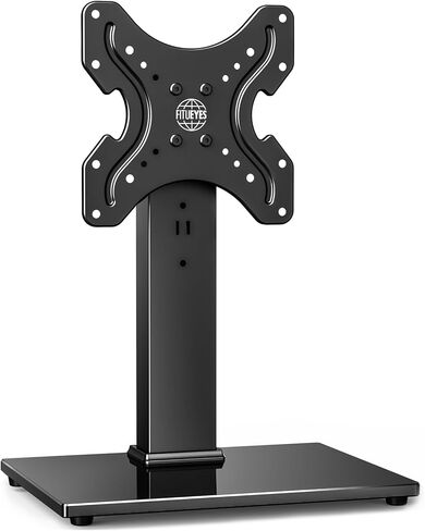 حامل تلفزيون FITUEYES لأجهزة التلفاز مقاس 19-42 بوصة، حامل تلفزيون دوار عالمي مع قاعدة من الزجاج المقسى، حامل تلفزيون عالمي قابل للتعديل مع دوران 90 درجة، يحمل ما يصل إلى 99 رطلاً، VESA 200x200 مم، أسود... in Kuwait