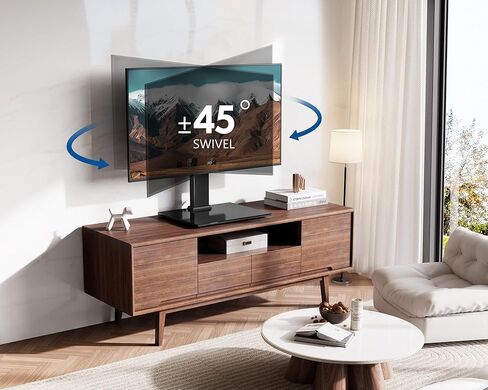 حامل تلفزيون FITUEYES لأجهزة التلفاز مقاس 19-42 بوصة، حامل تلفزيون دوار عالمي مع قاعدة من الزجاج المقسى، حامل تلفزيون عالمي قابل للتعديل مع دوران 90 درجة، يحمل ما يصل إلى 99 رطلاً، VESA 200x200 مم، أسود... in Kuwait