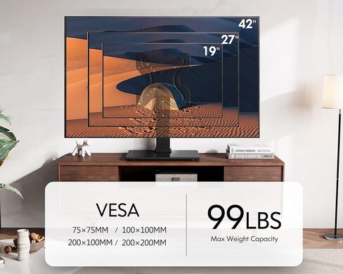 حامل تلفزيون FITUEYES لأجهزة التلفاز مقاس 19-42 بوصة، حامل تلفزيون دوار عالمي مع قاعدة من الزجاج المقسى، حامل تلفزيون عالمي قابل للتعديل مع دوران 90 درجة، يحمل ما يصل إلى 99 رطلاً، VESA 200x200 مم، أسود... in Kuwait