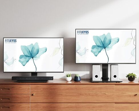 حامل تلفزيون FITUEYES لأجهزة التلفاز مقاس 19-42 بوصة، حامل تلفزيون دوار عالمي مع قاعدة من الزجاج المقسى، حامل تلفزيون عالمي قابل للتعديل مع دوران 90 درجة، يحمل ما يصل إلى 99 رطلاً، VESA 200x200 مم، أسود... in Kuwait