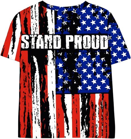 Remimi Boys July 4th Shirts Kids Stars and Stripes American Flag Short Sleeve Tops 5-14 Years in Saudi Arabia