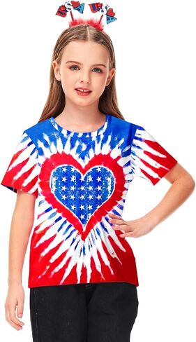 Remimi Boys July 4th Shirts Kids Stars and Stripes American Flag Short Sleeve Tops 5-14 Years in Saudi Arabia