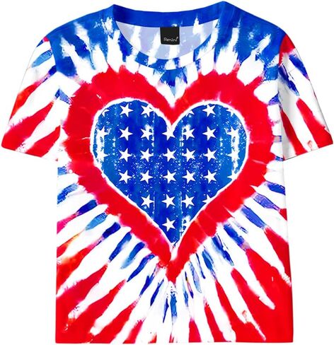 Remimi Boys July 4th Shirts Kids Stars and Stripes American Flag Short Sleeve Tops 5-14 Years in Saudi Arabia