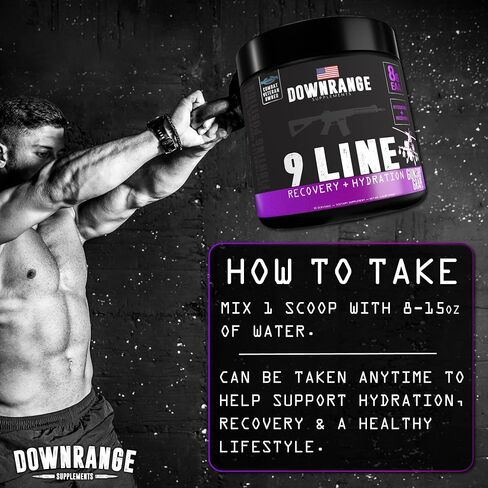 مكملات DownRange 9 Line Go Recovery + عبوات مسحوق الترطيب، والكهارل، والأحماض الأمينية ومسحوق ماء جوز الهند لاستعادة العضلات، والطاقة، والإماهة، 20 عصا (AF أمريكي - لكمة الكرز) in Saudi Arabia