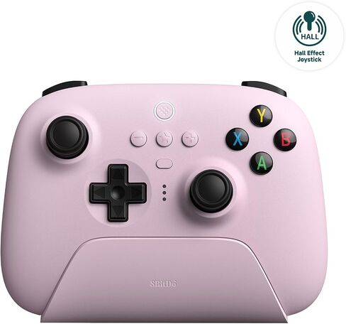 وحدة تحكم لاسلكية 8Bitdo Ultimate 2.4G، تحديث عصا التحكم بتأثير Hall، وحدة تحكم الألعاب مع قاعدة شحن، متوافقة مع Apple، PC، Android، Steam Deck، Switch (بدون جيرو) وRaspberry Pi - أبيض in Kuwait
