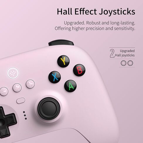 وحدة تحكم لاسلكية 8Bitdo Ultimate 2.4G، تحديث عصا التحكم بتأثير Hall، وحدة تحكم الألعاب مع قاعدة شحن، متوافقة مع Apple، PC، Android، Steam Deck، Switch (بدون جيرو) وRaspberry Pi - أبيض in Kuwait