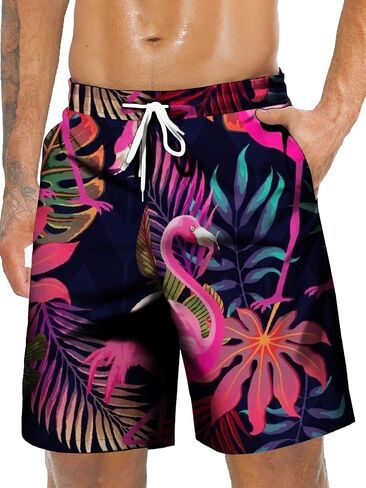 STANFVMEN Men's Hawaiian Beach Shorts Casual Lightweight Drawstring Quick Dry Holiday Tropical Shorts with Pockets in Saudi Arabia