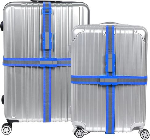 بطاقات الأمتعة وحزام الأمتعة باللون الأزرق، حزام حقيبة معتمد من إدارة أمن المواصلات (TSA) مع إمكانية التحرير السريع القابل للتعديل، وحزام سفر مقاس 79 بوصة وعلامات كبيرة in Kuwait