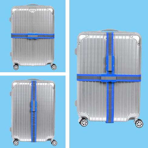 بطاقات الأمتعة وحزام الأمتعة باللون الأزرق، حزام حقيبة معتمد من إدارة أمن المواصلات (TSA) مع إمكانية التحرير السريع القابل للتعديل، وحزام سفر مقاس 79 بوصة وعلامات كبيرة in Kuwait