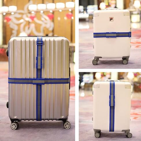 بطاقات الأمتعة وحزام الأمتعة باللون الأزرق، حزام حقيبة معتمد من إدارة أمن المواصلات (TSA) مع إمكانية التحرير السريع القابل للتعديل، وحزام سفر مقاس 79 بوصة وعلامات كبيرة in Kuwait