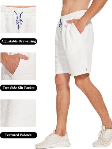 Juxnkkub Men's Drawstring Shorts Soft Comfort Knit Textured Golf, Vacation, Casual Shorts. in Saudi Arabia