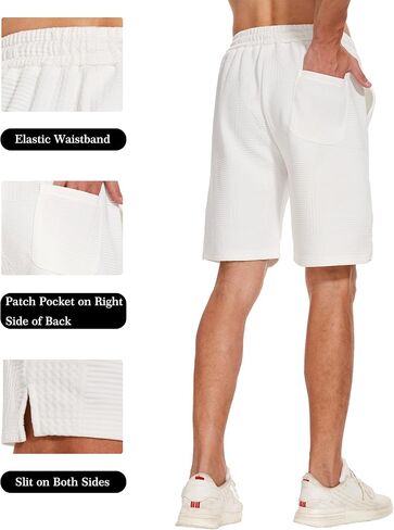 Juxnkkub Men's Drawstring Shorts Soft Comfort Knit Textured Golf, Vacation, Casual Shorts. in Saudi Arabia