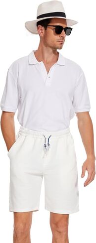 Juxnkkub Men's Drawstring Shorts Soft Comfort Knit Textured Golf, Vacation, Casual Shorts. in Saudi Arabia