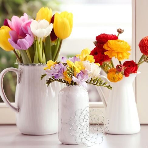 DARCKLE Flower Arrangement Holder with 8 Clips, 4/5/6/7 Inch Stainless Stee Flower Arranger Lid for Bouquets Stems Plant Fixation in Kuwait