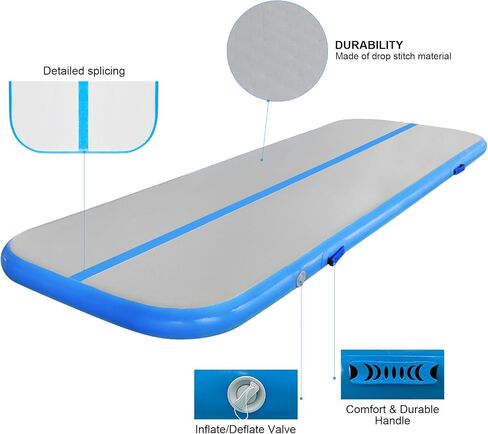 JINSPORT Air Mat Gymnastics Track for Tumbling, 10FT/13FT/16FT/20FT Cheer Mat with Electric Air Pump, Inflatable Tumble Thick Pad, Cartwheel Crash Balance for Home, Kids, Girls (Green/Pink/Blue) in Saudi Arabia