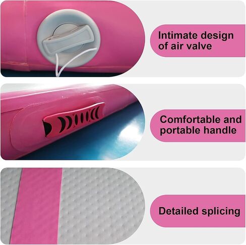 JINSPORT Air Mat Gymnastics Track for Tumbling, 10FT/13FT/16FT/20FT Cheer Mat with Electric Air Pump, Inflatable Tumble Thick Pad, Cartwheel Crash Balance for Home, Kids, Girls (Green/Pink/Blue) in Saudi Arabia