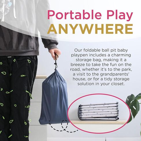 Gemma Joy Premium Ball Pit Playpen للأطفال الصغار والأطفال، روضة لعب ناعمة منبثقة مع حقيبة سفر، للملعب الداخلي والخارجي، روضة للأطفال الرضع والأطفال الصغار in Kuwait