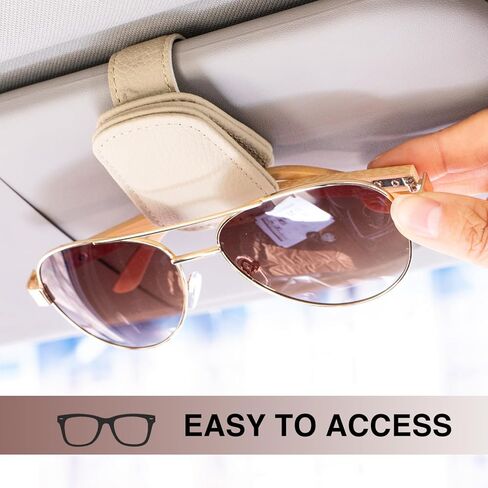 حامل النظارات الشمسية من وينفاستري لواقي الشمس للسيارة - حامل نظارات شمسية من الجلد المغناطيسي للسيارة - مشبك شماعة النظارات - ملحقات قناع السيارة للنساء والرجال in Kuwait