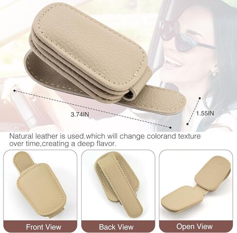 حامل النظارات الشمسية من وينفاستري لواقي الشمس للسيارة - حامل نظارات شمسية من الجلد المغناطيسي للسيارة - مشبك شماعة النظارات - ملحقات قناع السيارة للنساء والرجال in Kuwait