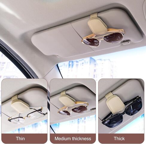 حامل النظارات الشمسية من وينفاستري لواقي الشمس للسيارة - حامل نظارات شمسية من الجلد المغناطيسي للسيارة - مشبك شماعة النظارات - ملحقات قناع السيارة للنساء والرجال in Kuwait