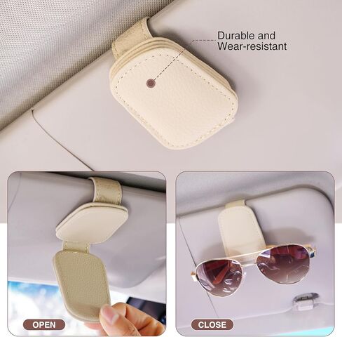 حامل النظارات الشمسية من وينفاستري لواقي الشمس للسيارة - حامل نظارات شمسية من الجلد المغناطيسي للسيارة - مشبك شماعة النظارات - ملحقات قناع السيارة للنساء والرجال in Kuwait