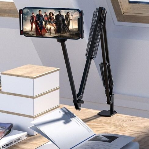 حامل تابلت للسرير، حامل تابلت قابل للطي للمكتب، مشبك ذراع تابلت مرن متوافق مع iPad/iPhone15/iPad Pro/N-Switch، أو Kindle Fire، أو غيرها من 4.5 إلى 12.9 بوصة للقراءة والمشاهدة والبث المباشر in Kuwait