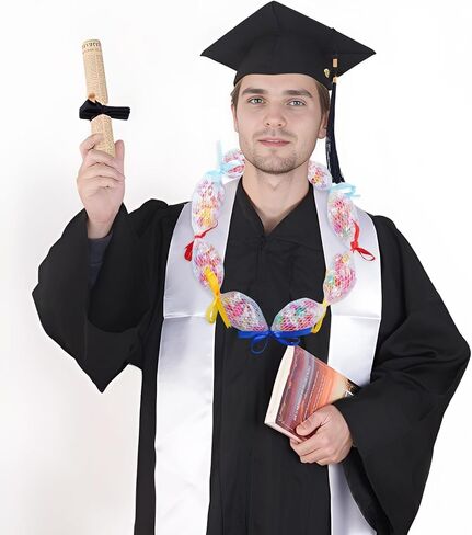 mifengda 12 قطعة من أكياس شبكية التخرج وحقائب التخرج الشريطية من حلوى ليو شبكية من فئة 2024 مجموعة صنع قلادة التخرج لأكاليل التخرج المدرسية وحفلات الهدايا بنفسك in Kuwait