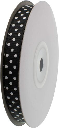 ATRibbons 50 ياردة 3/8 بوصة أشرطة مطبوعة من الحرير المضلع، أشرطة ملونة من الحرير المضلع مع نقاط بيضاء لتغليف الهدايا والحرف اليدوية، 25 ياردة/بكرات × 2 مكبات (أحمر) in Kuwait