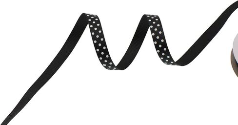 ATRibbons 50 ياردة 3/8 بوصة أشرطة مطبوعة من الحرير المضلع، أشرطة ملونة من الحرير المضلع مع نقاط بيضاء لتغليف الهدايا والحرف اليدوية، 25 ياردة/بكرات × 2 مكبات (أحمر) in Kuwait