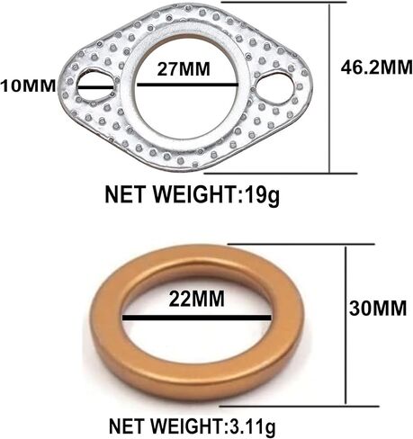 حشية أنبوب العادم، حشية جرافيت 27 مم وحشية معدنية برتقالية 30 مم، مناسبة لمحرك GY6 / ATV/سكوتر/go Kart/Moped، حشية عادم Gy6 in Kuwait