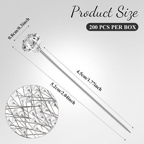 200Pcs Pins for Flower Bouquets Clear Diamond Straight Pins 2 Inch Floral Corsage Pins for Wedding Bouquet Accessories in Saudi Arabia