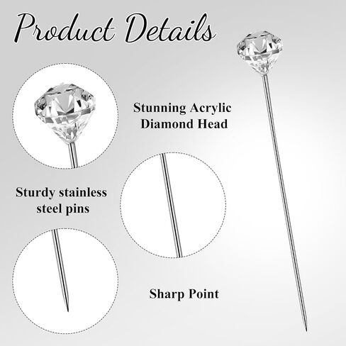 200Pcs Pins for Flower Bouquets Clear Diamond Straight Pins 2 Inch Floral Corsage Pins for Wedding Bouquet Accessories in Saudi Arabia
