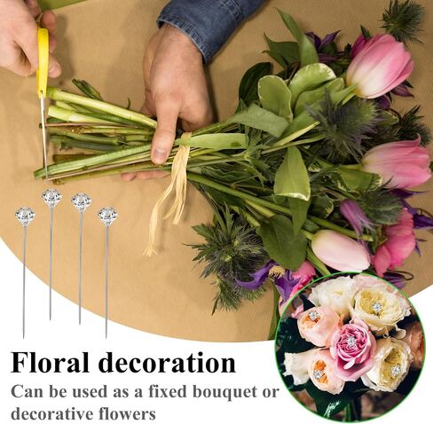 200Pcs Pins for Flower Bouquets Clear Diamond Straight Pins 2 Inch Floral Corsage Pins for Wedding Bouquet Accessories in Saudi Arabia