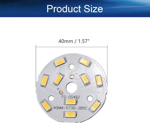 Bettomshin 5 قطعة 40 مللي متر ضياء LED رقاقة وحدة دائرية 5 واط الألومنيوم الأبيض الدافئ 6500 كيلو عالية الطاقة 300mA لمصباح الكاشف in Kuwait