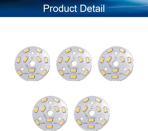 Bettomshin 5 قطعة 40 مللي متر ضياء LED رقاقة وحدة دائرية 5 واط الألومنيوم الأبيض الدافئ 6500 كيلو عالية الطاقة 300mA لمصباح الكاشف in Kuwait
