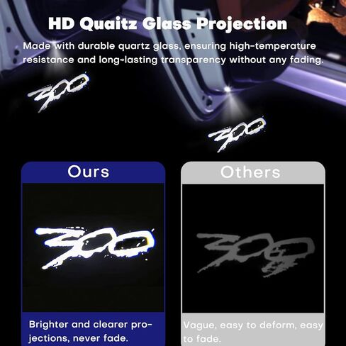 جهاز عرض شعار أضواء باب السيارة قطعتين من Hitluste مصمم لكرايسلر 300 300C 300S 2005-2022 [لا يبهت أبدًا]، ضوء ظل شبح لجهاز العرض الأحمر، 300 ملحق ضوء خطوة للباب - أبيض 01 in Kuwait