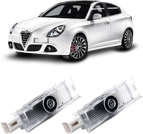 TFSOTLY Never Fade Alfa Romeo Door Light Logo, Projection Ghost Shadow Welcome Puddle Light Compatible with Stelvio Mito Giulietta Giulia 147 159 Accessories (White) in Saudi Arabia