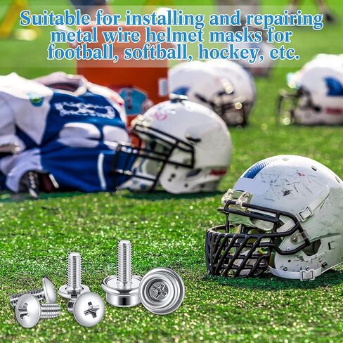 Blulu 12 Pcs Football Helmet Repair Kit Stainless Steel Helmet Mask Screw Kit with 4 Pcs 12mm Screws and 8 Pcs 10mm Screws Hockey Helmet Screws Facemask Hardware Kit for Youth Football Hockey Helmet in Saudi Arabia