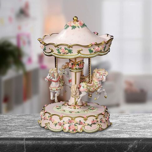 THE SAN FRANCISCO MUSIC BOX COMPANY Hearts and Roses 3-Horse Carousel in Saudi Arabia
